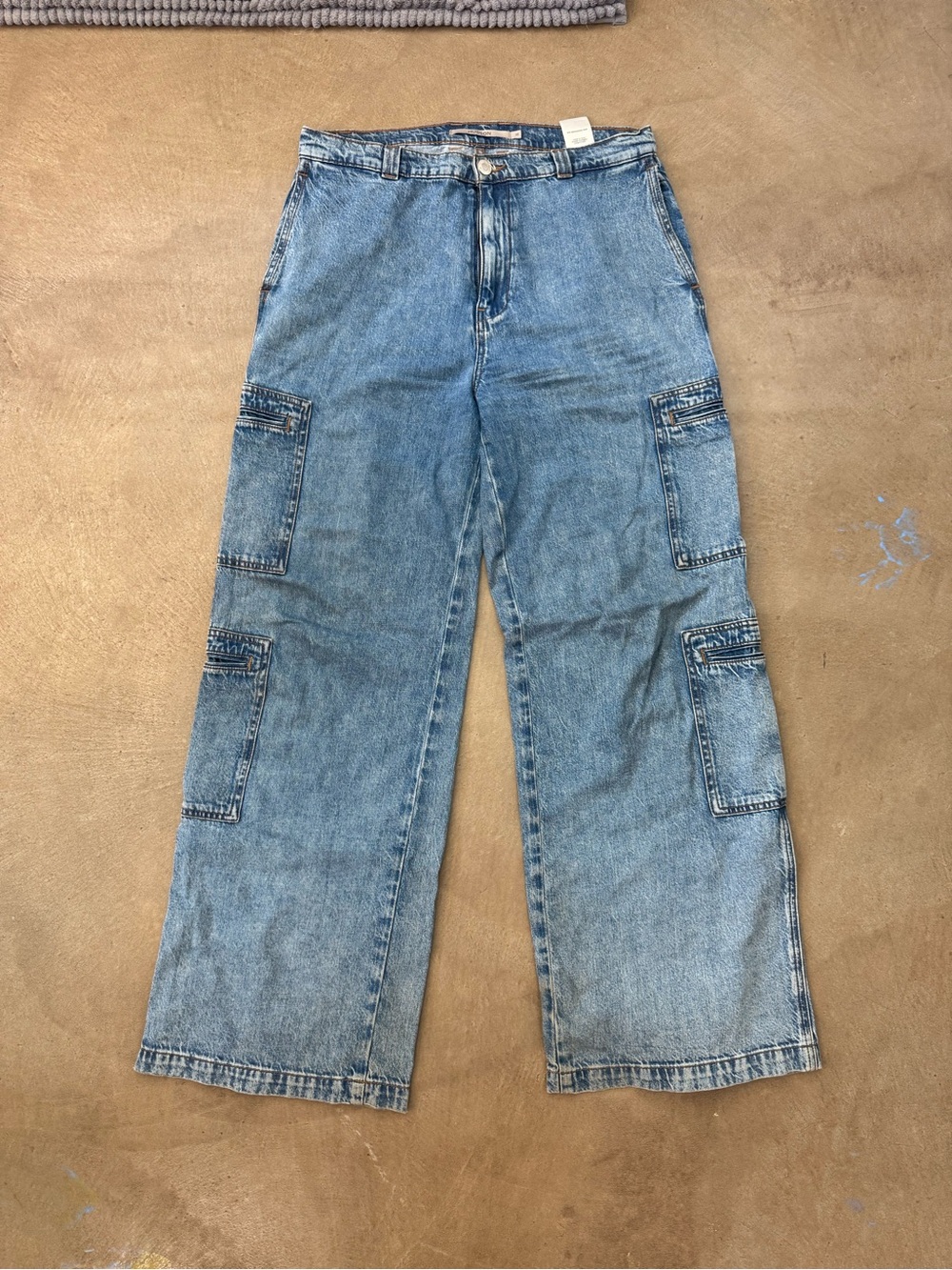 Hudson Jeans Women's Light Blue Wide Leg Cargo Denim